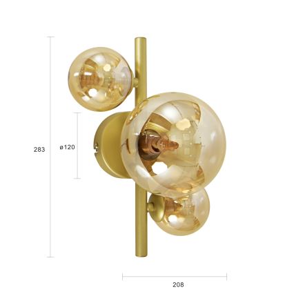 Brilagi - LED-seinävalaisin MILLA 3xG9/3W/230V kulta