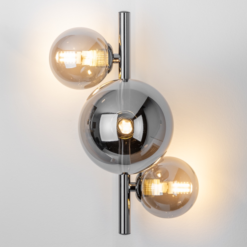 Brilagi - LED-seinävalaisin MILLA 3xG9/3W/230V musta kromi/savunvärinen