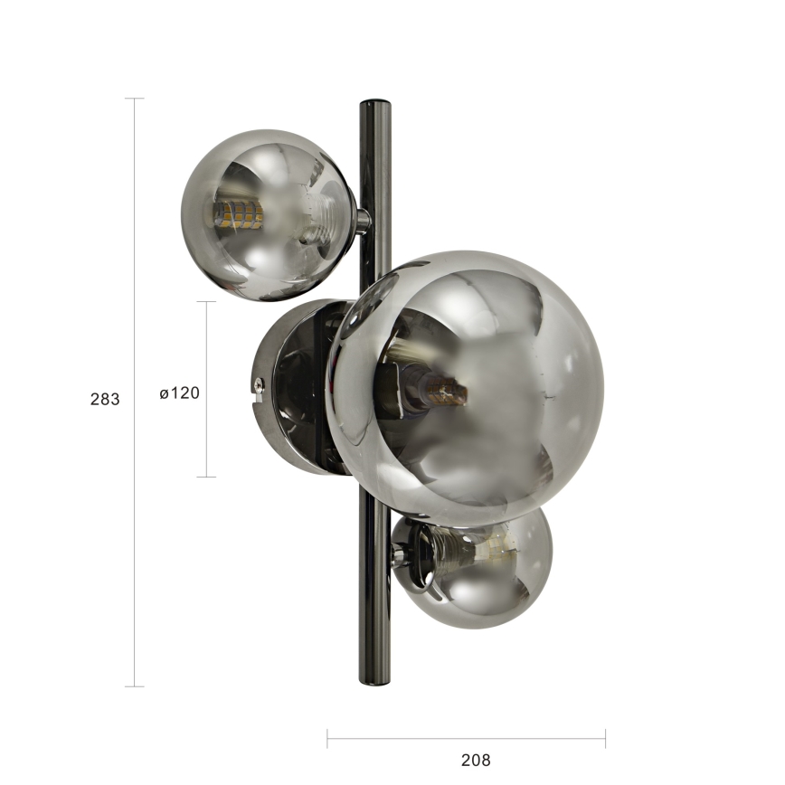 Brilagi - LED-seinävalaisin MILLA 3xG9/3W/230V musta kromi/savunvärinen