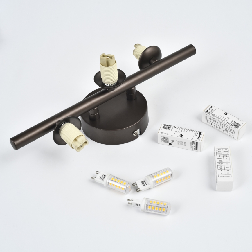 Brilagi - LED-seinävalaisin MILLA 3xG9/3W/230V ruskea/savunruskea