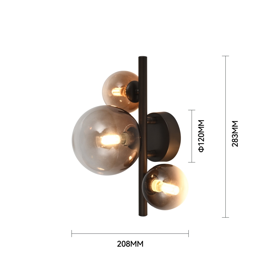Brilagi - LED-seinävalaisin MILLA 3xG9/3W/230V ruskea/savunruskea