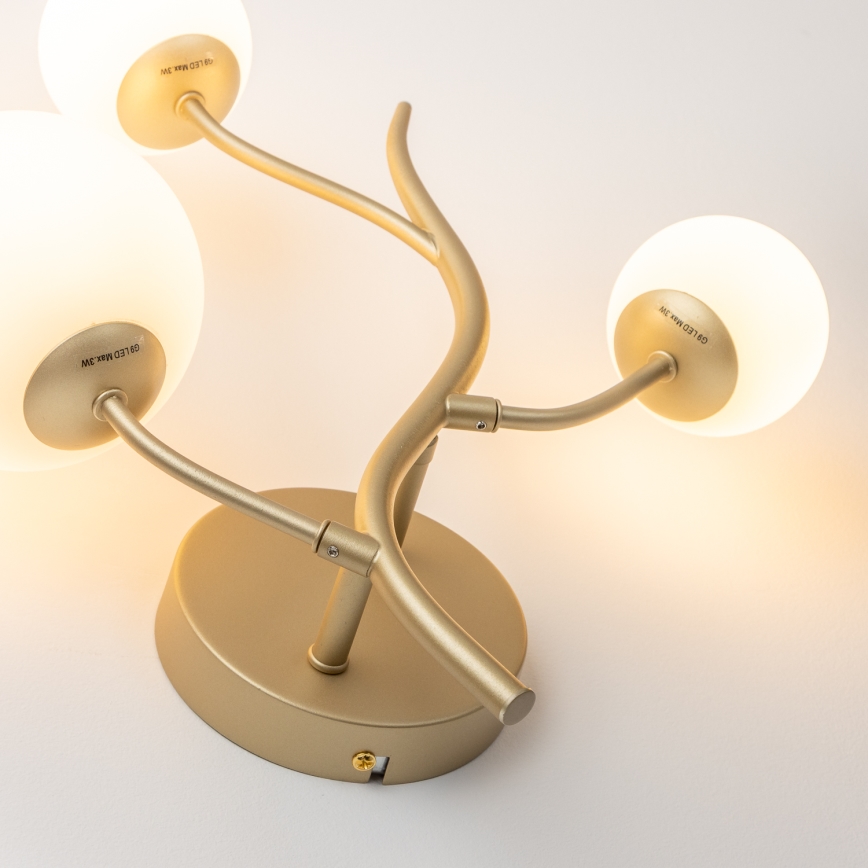 Brilagi - LED-seinävalaisin MISTEL 3xG9/3W/230V kulta/valkoinen