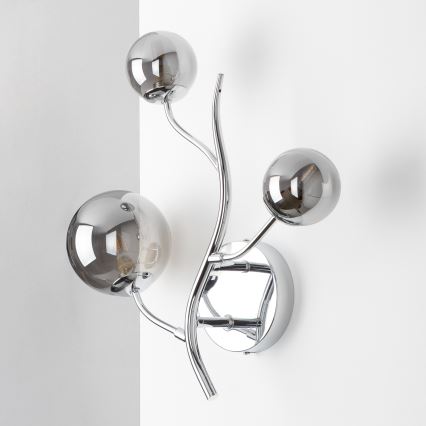 Brilagi - LED-seinävalaisin MISTEL 3xG9/3W/230V musta kromi/savunvärinen