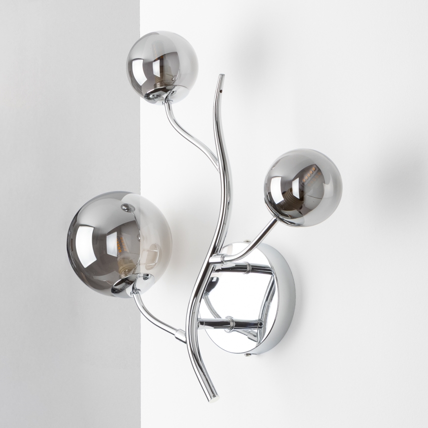 Brilagi - LED-seinävalaisin MISTEL 3xG9/3W/230V musta kromi/savunvärinen