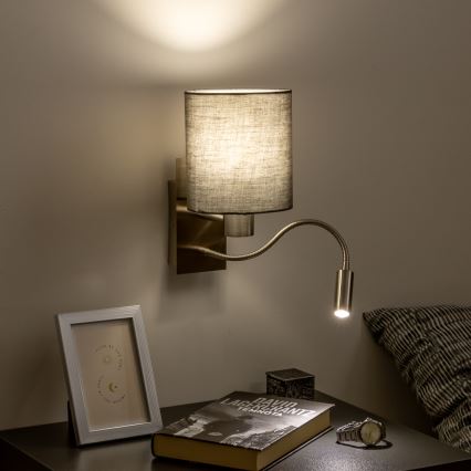 Brilagi - LED Joustava seinävalaisin NUBILA 1xE27/25W/230V + LED/3W mattakromi/antrasiitti