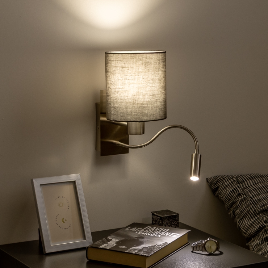 Brilagi - LED Joustava seinävalaisin NUBILA 1xE27/25W/230V + LED/3W mattakromi/antrasiitti