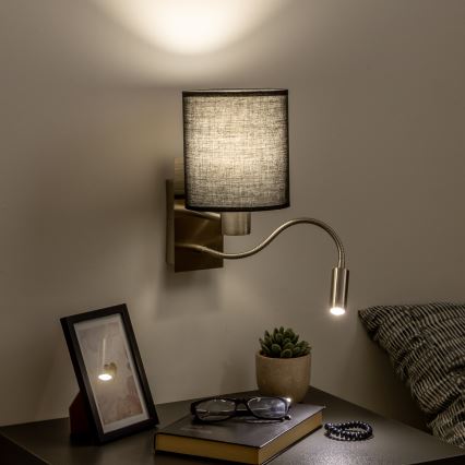 Brilagi - LED Joustava seinävalaisin NUBILA 1xE27/25W/230V + LED/3W mattakromi/musta