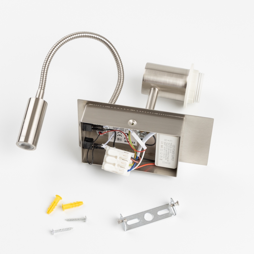 Brilagi - LED Joustava seinävalaisin NUBILA 1xE27/25W/230V + LED/3W mattakromi/violetti