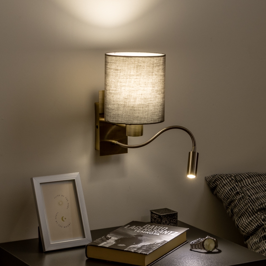 Brilagi - LED Joustava seinävalaisin NUBILA 1xE27/25W/230V + LED/3W messinki/antrasiitti