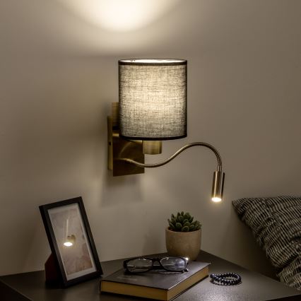 Brilagi - LED Joustava seinävalaisin NUBILA 1xE27/25W/230V + LED/3W messinki/musta