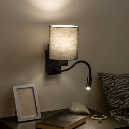 Brilagi - LED Joustava seinävalaisin NUBILA 1xE27/25W/230V + LED/3W musta/antrasiitti