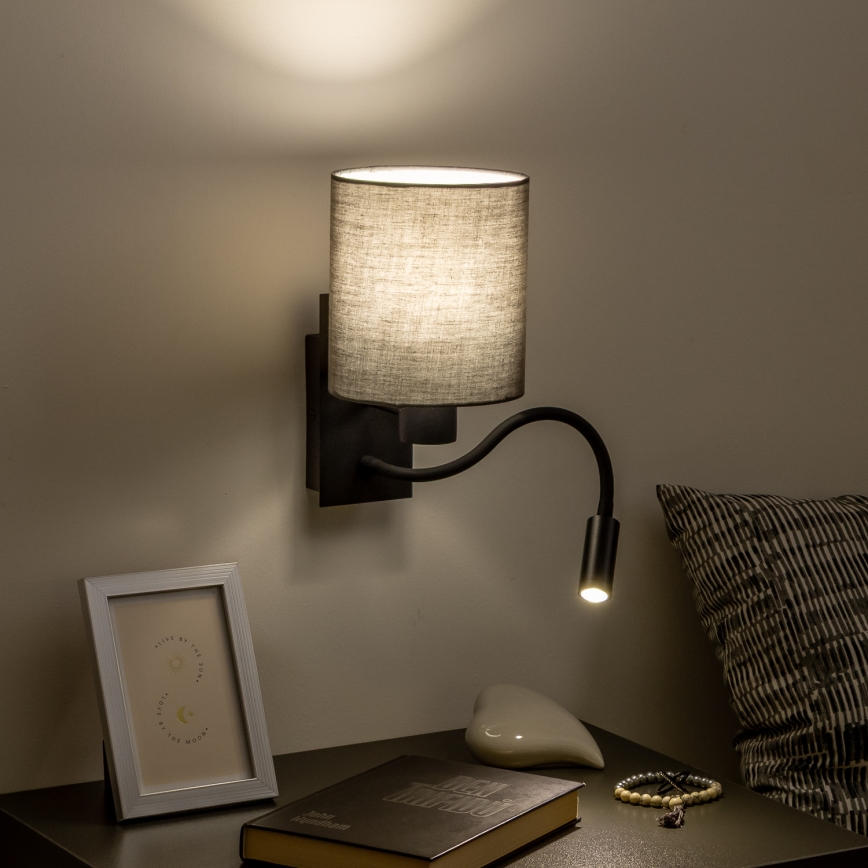 Brilagi - LED Joustava seinävalaisin NUBILA 1xE27/25W/230V + LED/3W musta/antrasiitti