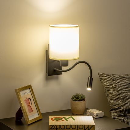 Brilagi - LED Joustava seinävalaisin NUBILA 1xE27/25W/230V + LED/3W musta/kerma