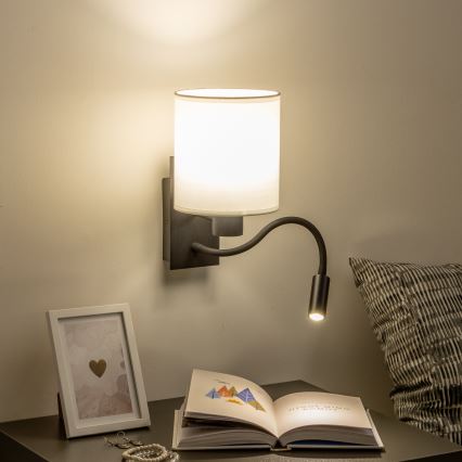 Brilagi - LED Joustava seinävalaisin NUBILA 1xE27/25W/230V + LED/3W musta/valkoinen