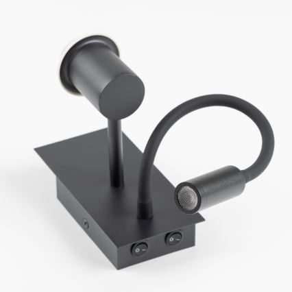 Brilagi - LED Joustava seinävalaisin NUBILA 1xE27/25W/230V + LED/3W musta/valkoinen
