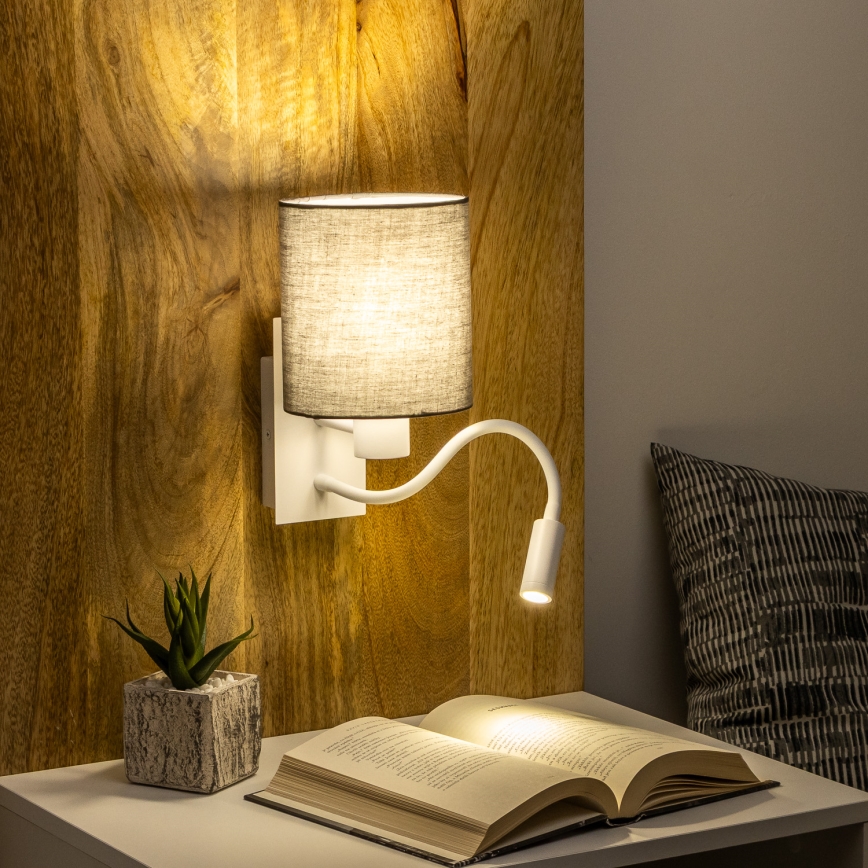 Brilagi - LED Joustava seinävalaisin NUBILA 1xE27/25W/230V + LED/3W valkoinen/antrasiitti