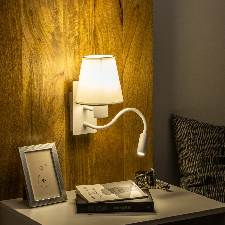 Brilagi - LED Joustava seinävalaisin NUBILA 1xE27/25W/230V + LED/3W valkoinen