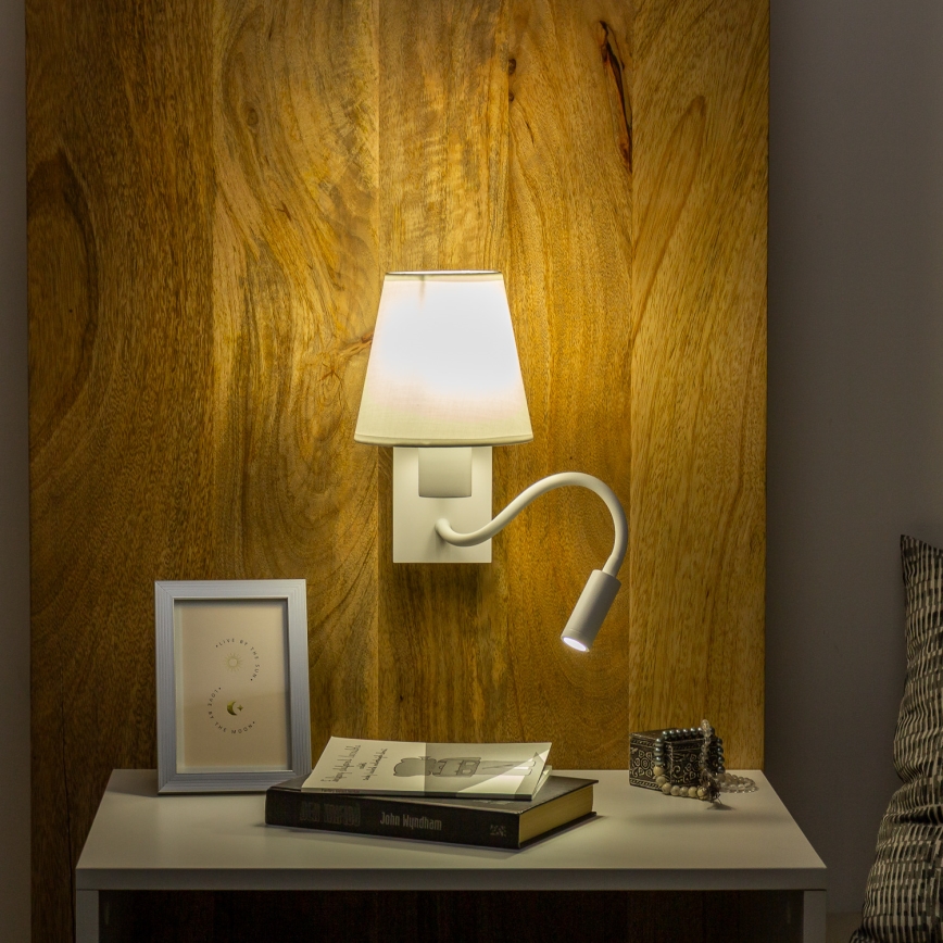 Brilagi - LED Joustava seinävalaisin NUBILA 1xE27/25W/230V + LED/3W valkoinen