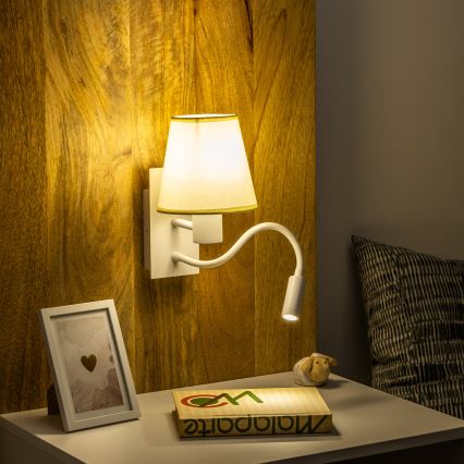 Brilagi - LED Joustava seinävalaisin NUBILA 1xE27/25W/230V + LED/3W valkoinen/kerma