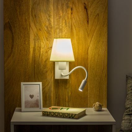 Brilagi - LED Joustava seinävalaisin NUBILA 1xE27/25W/230V + LED/3W valkoinen/kerma