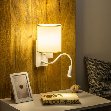 Brilagi - LED Joustava seinävalaisin NUBILA 1xE27/25W/230V + LED/3W valkoinen/kerma