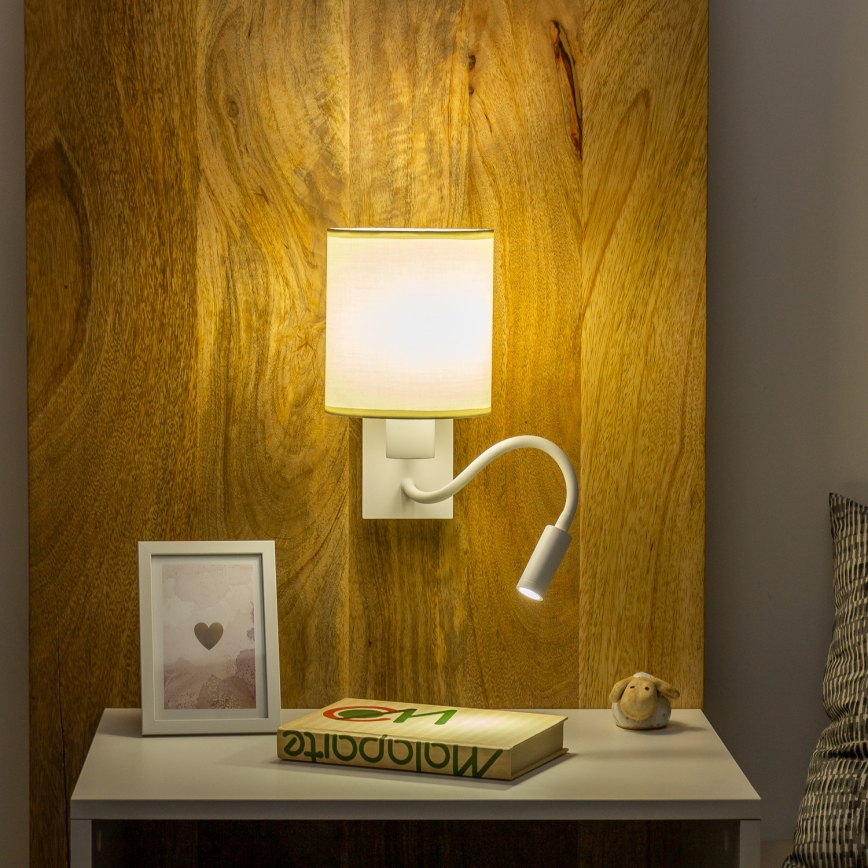 Brilagi - LED Joustava seinävalaisin NUBILA 1xE27/25W/230V + LED/3W valkoinen/kerma