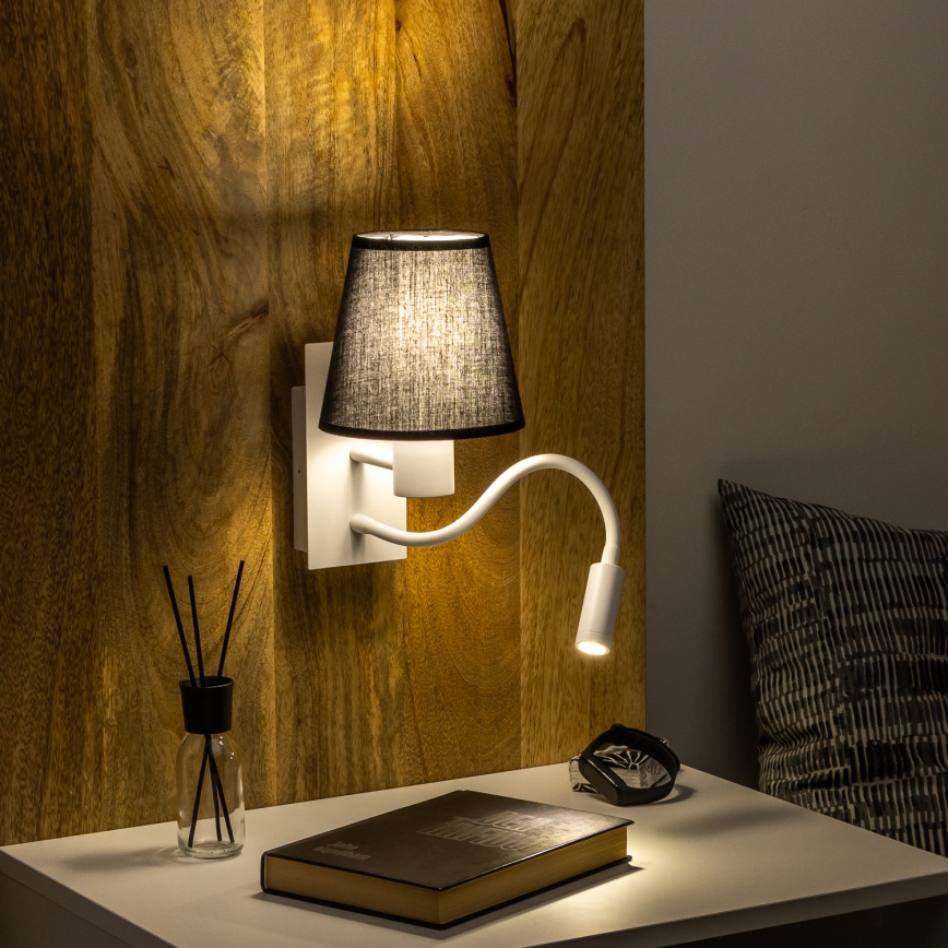 Brilagi - LED Joustava seinävalaisin NUBILA 1xE27/25W/230V + LED/3W valkoinen/musta