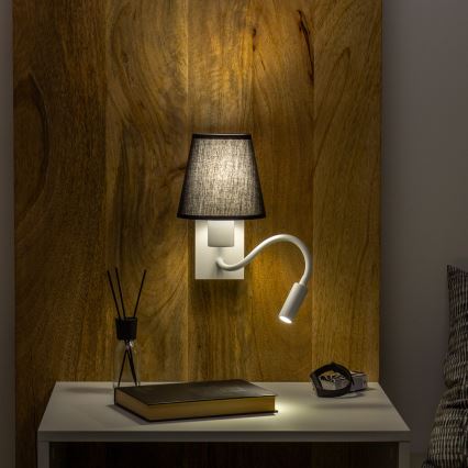 Brilagi - LED Joustava seinävalaisin NUBILA 1xE27/25W/230V + LED/3W valkoinen/musta