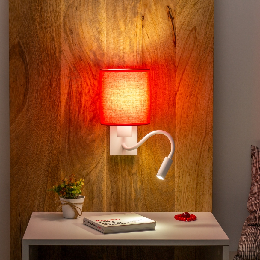 Brilagi - LED Joustava seinävalaisin NUBILA 1xE27/25W/230V + LED/3W valkoinen/punainen