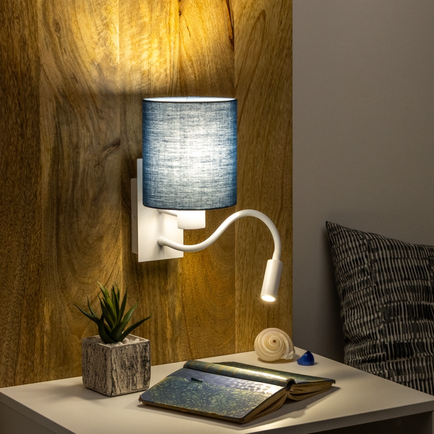 Brilagi - LED Joustava seinävalaisin NUBILA 1xE27/25W/230V + LED/3W valkoinen/tummansininen