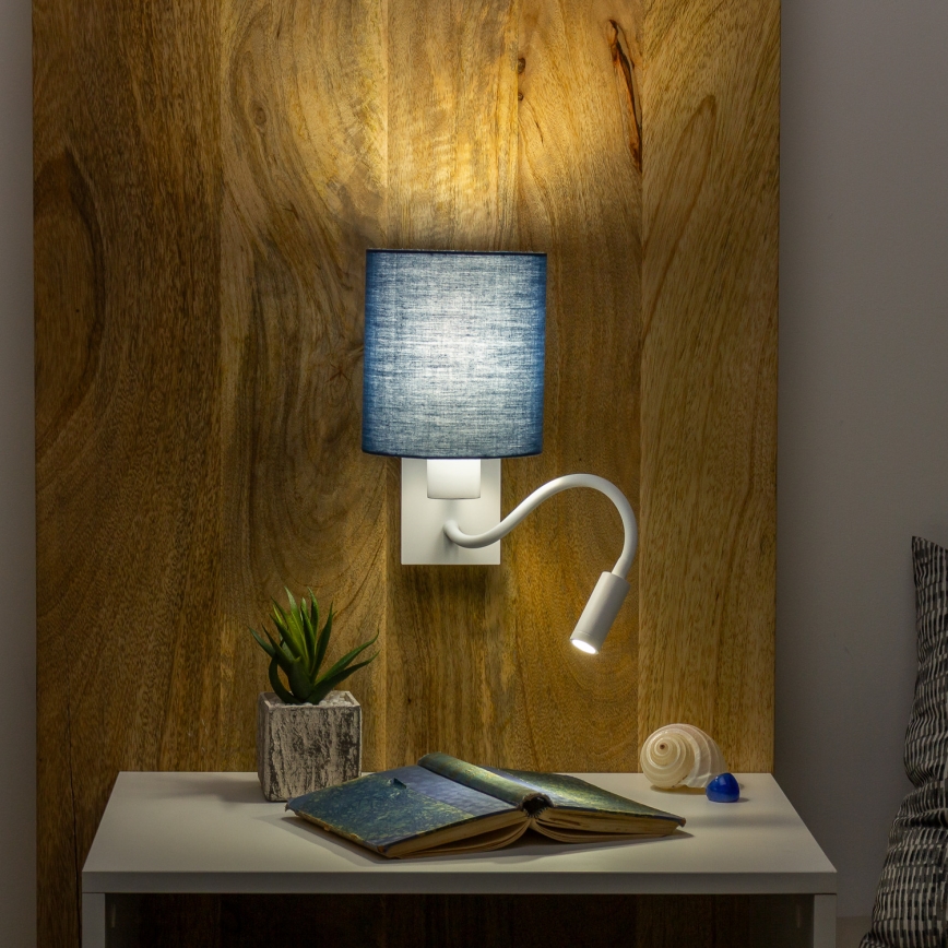 Brilagi - LED Joustava seinävalaisin NUBILA 1xE27/25W/230V + LED/3W valkoinen/tummansininen