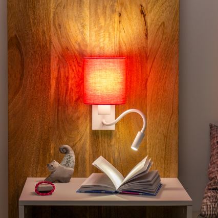 Brilagi - LED Joustava seinävalaisin NUBILA 1xE27/25W/230V + LED/3W valkoinen/vaaleanpunainen