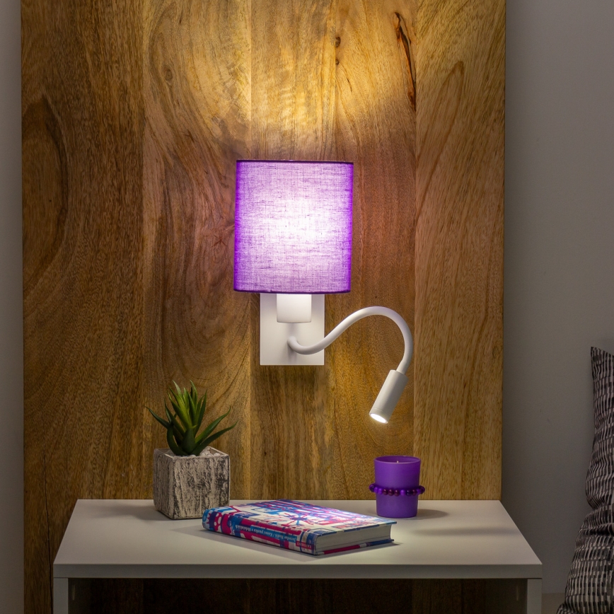 Brilagi - LED Joustava seinävalaisin NUBILA 1xE27/25W/230V + LED/3W valkoinen/violetti