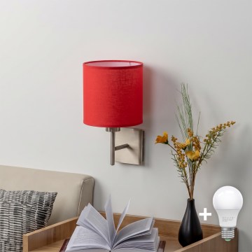 BRILAGI - LED-seinävalaisin NUBILA 1xE27/60W/230V mattakromi/punainen