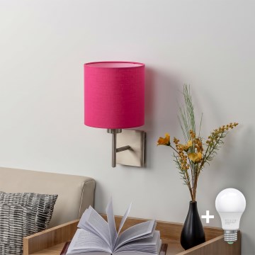 BRILAGI - LED-seinävalaisin NUBILA 1xE27/60W/230V mattakromi/vaaleanpunainen