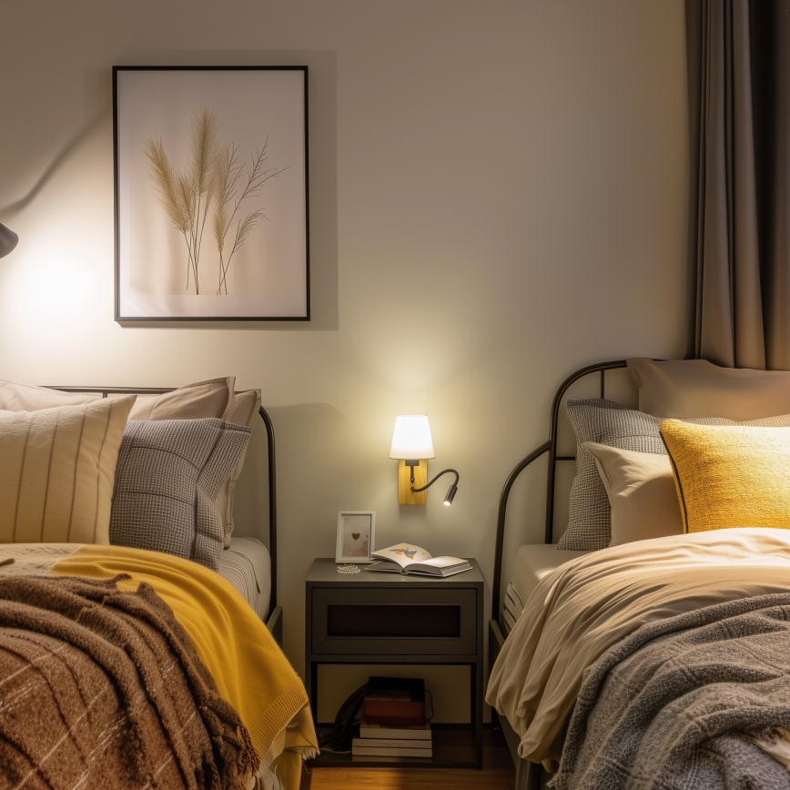 Brilagi - LED Joustava seinävalaisin NUBILA WOOD 1xE27/25W/230V + LED/3W tammi/kerma