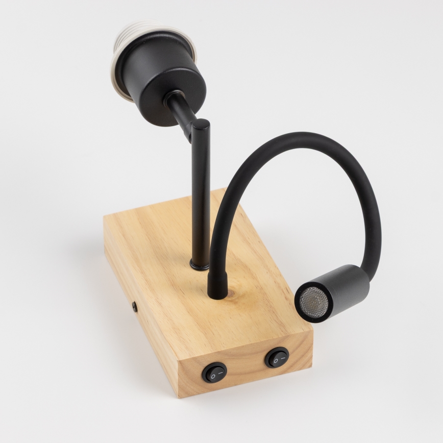 Brilagi - LED Joustava seinävalaisin NUBILA WOOD 1xE27/25W/230V + LED/3W tammi/kerma