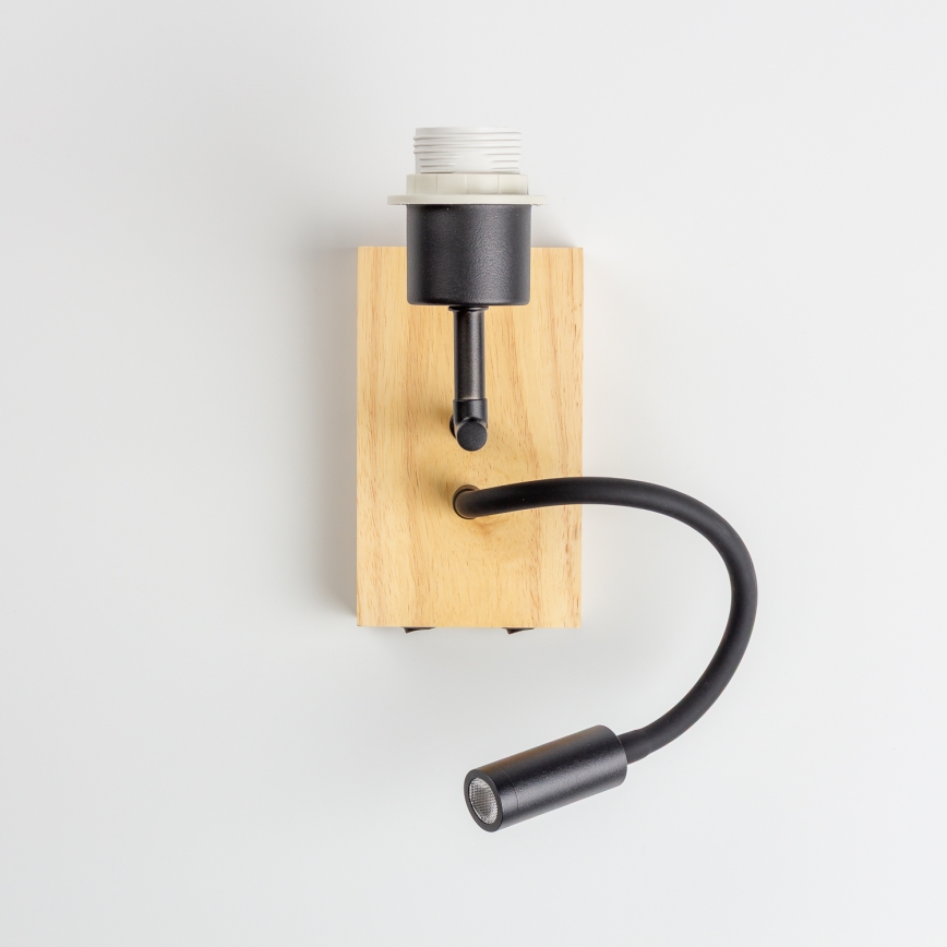 Brilagi - LED Joustava seinävalaisin NUBILA WOOD 1xE27/25W/230V + LED/3W tammi/musta