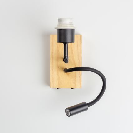 Brilagi - LED-taipuisa seinävalaisin NUBILA WOOD 1xE27/25W/230V + LED/3W tammi/musta/vaaleanharmaa