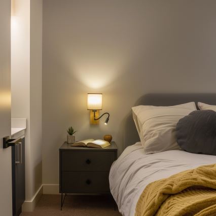 Brilagi - LED Joustava seinävalaisin NUBILA WOOD 1xE27/25W/230V + LED/3W tammi/ruskea