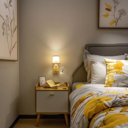 Brilagi - LED Joustava seinävalaisin NUBILA WOOD 1xE27/25W/230V + LED/3W tammi/ruskea