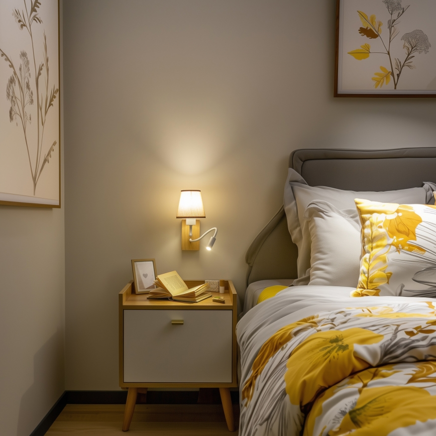 Brilagi - LED Joustava seinävalaisin NUBILA WOOD 1xE27/25W/230V + LED/3W tammi/ruskea