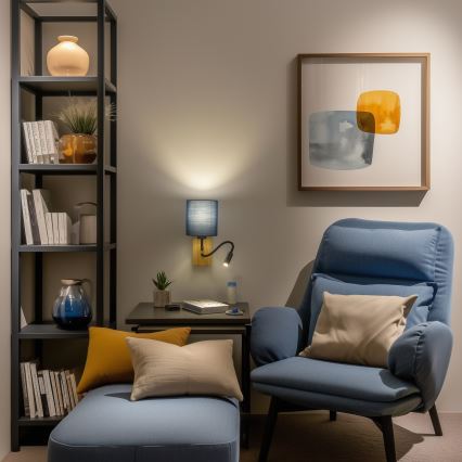 Brilagi - LED Joustava seinävalaisin NUBILA WOOD 1xE27/25W/230V + LED/3W tammi/tummansininen