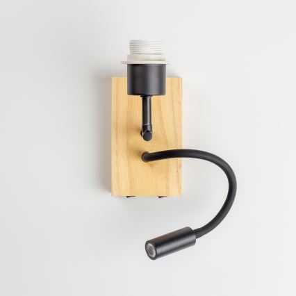 Brilagi - LED Joustava seinävalaisin NUBILA WOOD 1xE27/25W/230V + LED/3W tammi/vaaleanruskea