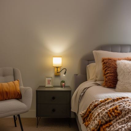 Brilagi - LED Joustava seinävalaisin NUBILA WOOD 1xE27/25W/230V + LED/3W tammi/vaaleanruskea