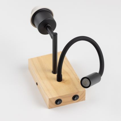 Brilagi - LED Joustava seinävalaisin NUBILA WOOD 1xE27/25W/230V + LED/3W tammi/vaaleanruskea