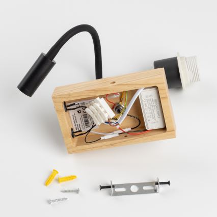 Brilagi - LED Joustava seinävalaisin NUBILA WOOD 1xE27/25W/230V + LED/3W tammi/vaaleanruskea