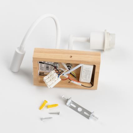 Brilagi - LED Joustava seinävalaisin NUBILA WOOD 1xE27/25W/230V + LED/3W tammi/valkoinen