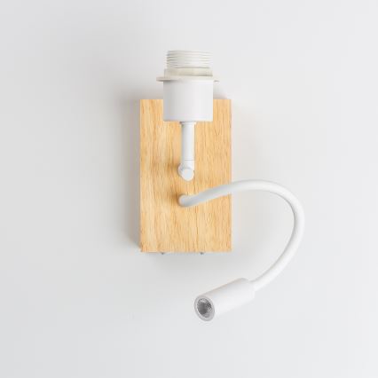 Brilagi - joustava LED-seinälamppu NUBILA WOOD 1xE27/25W/230V + LED/3W tammi/valkoinen/keltainen
