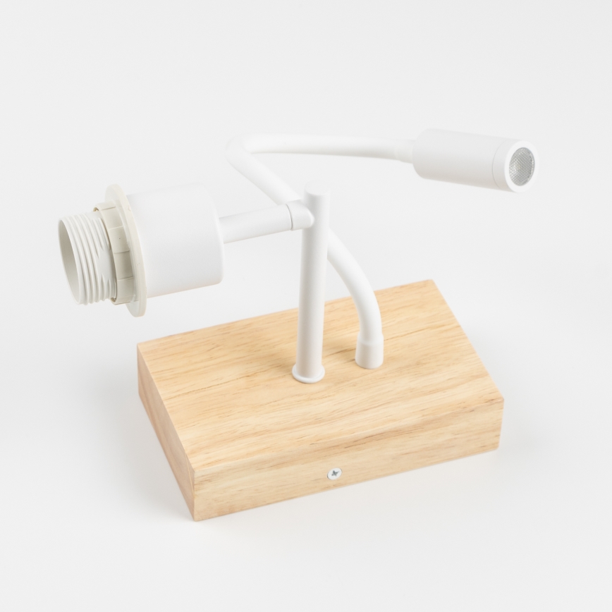 Brilagi - joustava LED-seinälamppu NUBILA WOOD 1xE27/25W/230V + LED/3W tammi/valkoinen/keltainen